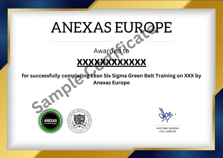 Lean Six Sigma Trained Green Belt Sample Certificate