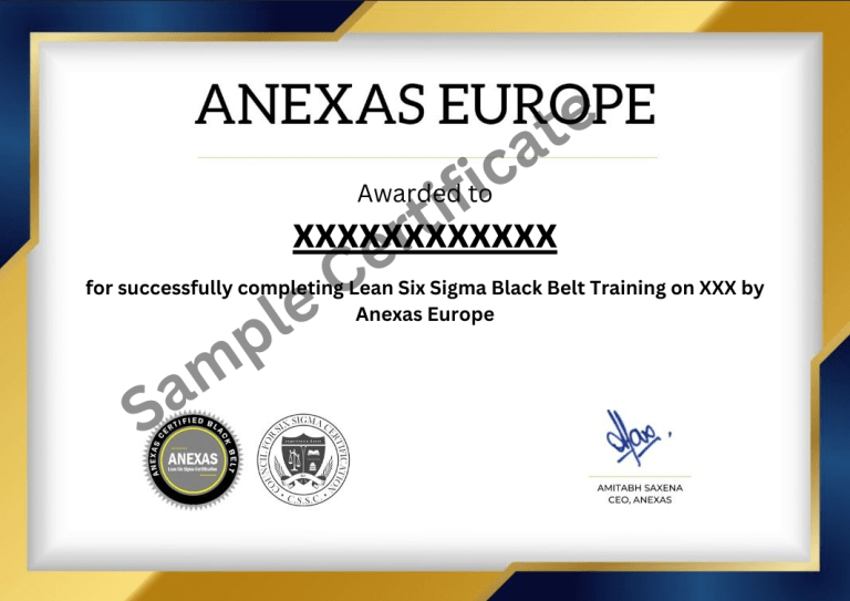 Lean Six Sigma Black Belt Trained Sample Certificate