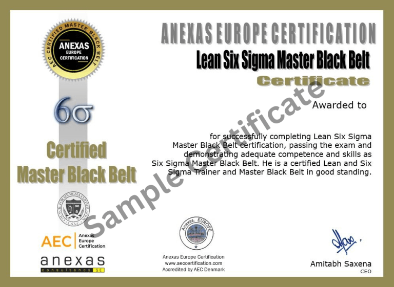 Lean Six Sigma Master Black Belt Sample Certificate