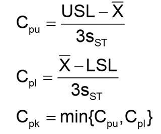 formulae for cpu, cpl, cpk