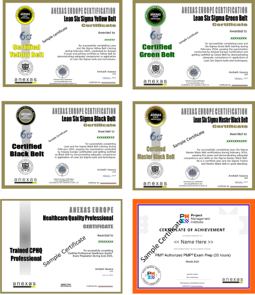 six sigma sample certificates