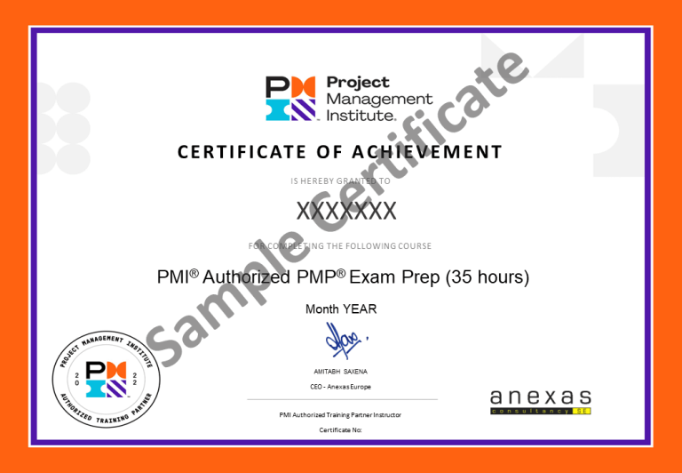 PMP Sample Certificate